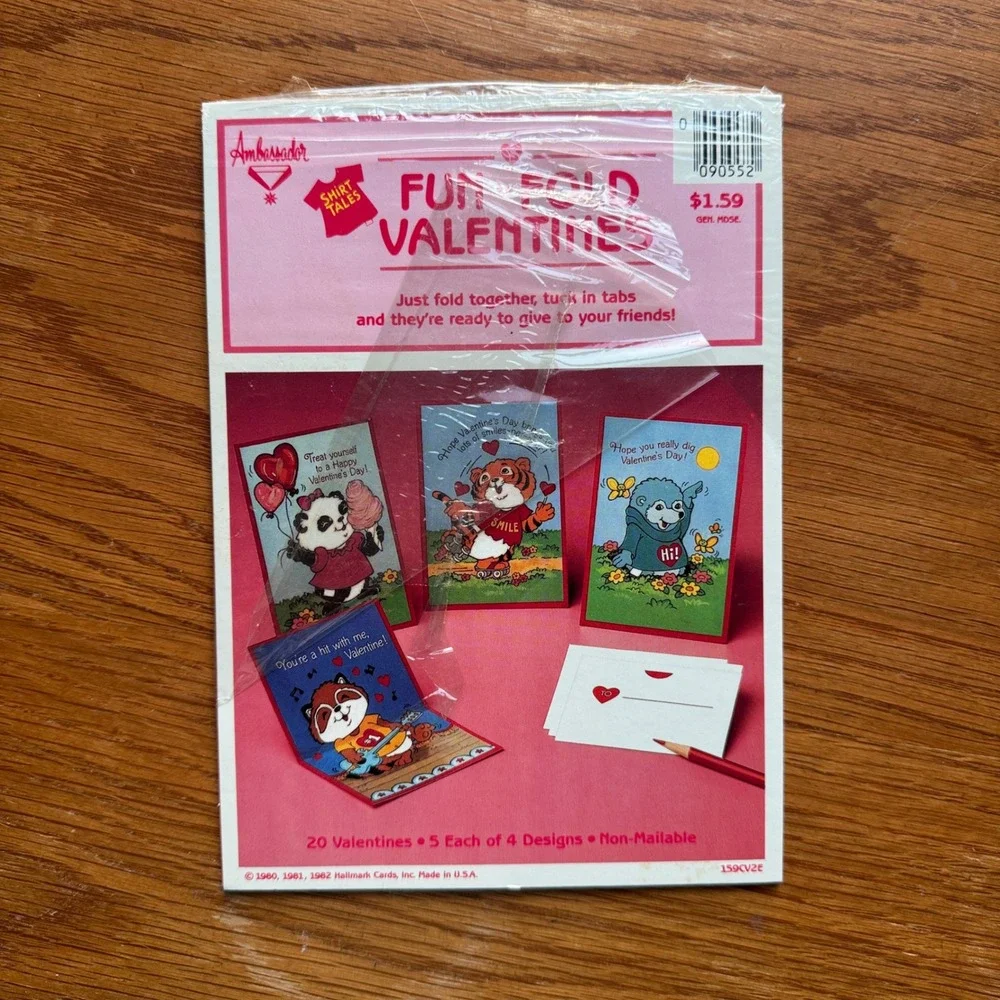 Vintage 1982 Shirt Tales Fun Fold Valentines Ambassador Hallmark